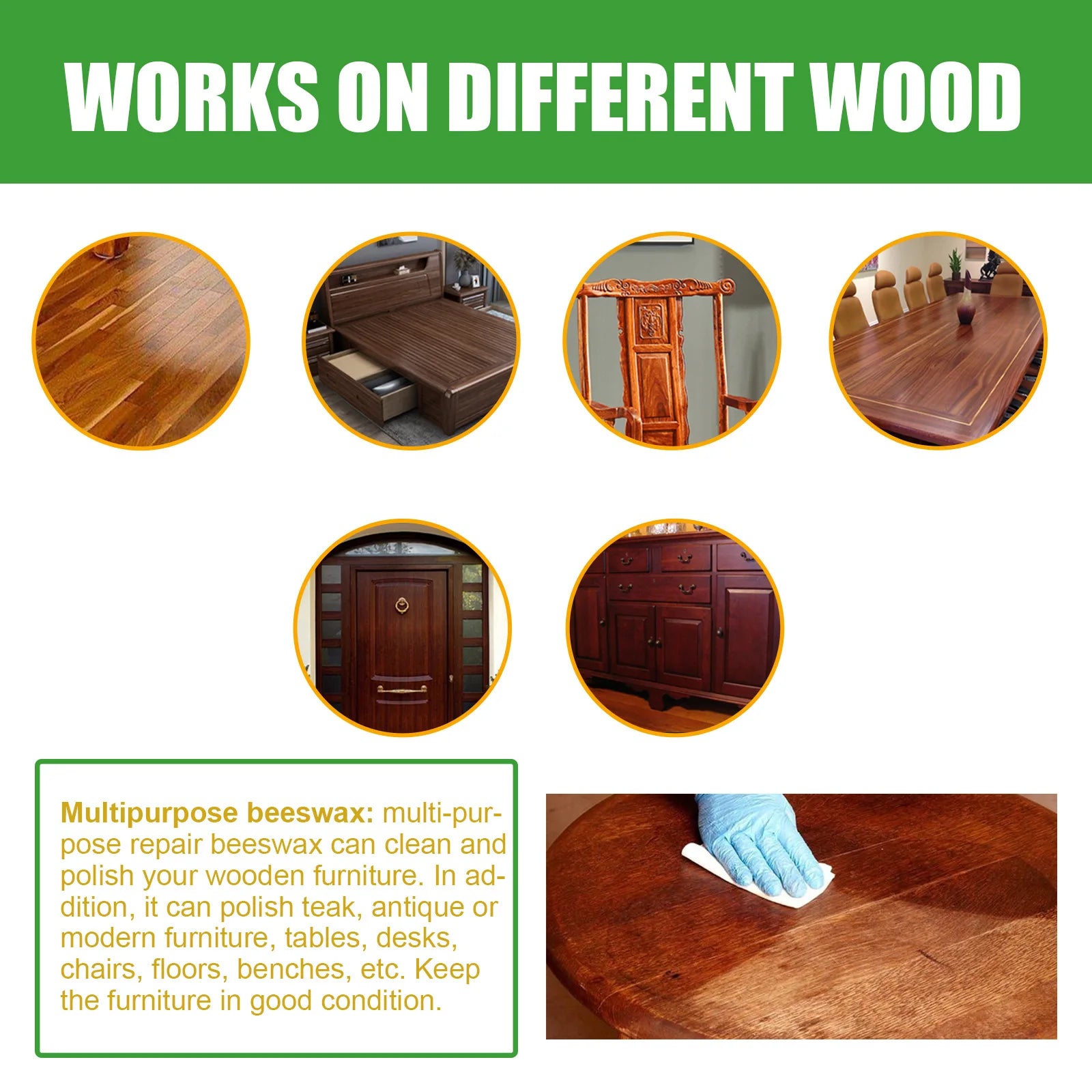 Furniture Polishing Beeswax Wooden Floor Cleaning Maintenance Scratch Removal Waterproof Brighten Care Wax Wood Seasoning Beewax Qme
