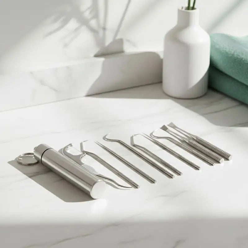 Stainless Steel Toothpicks Pocket Portable Floss Pick Reusable Metal Qme