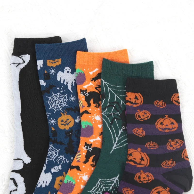 Anime Funny Socks Halloween Women Creative Cosplay Hip Hop Novelty Harajuku Bone Spider Web Male Skateboard Japanese Long Socks Qme