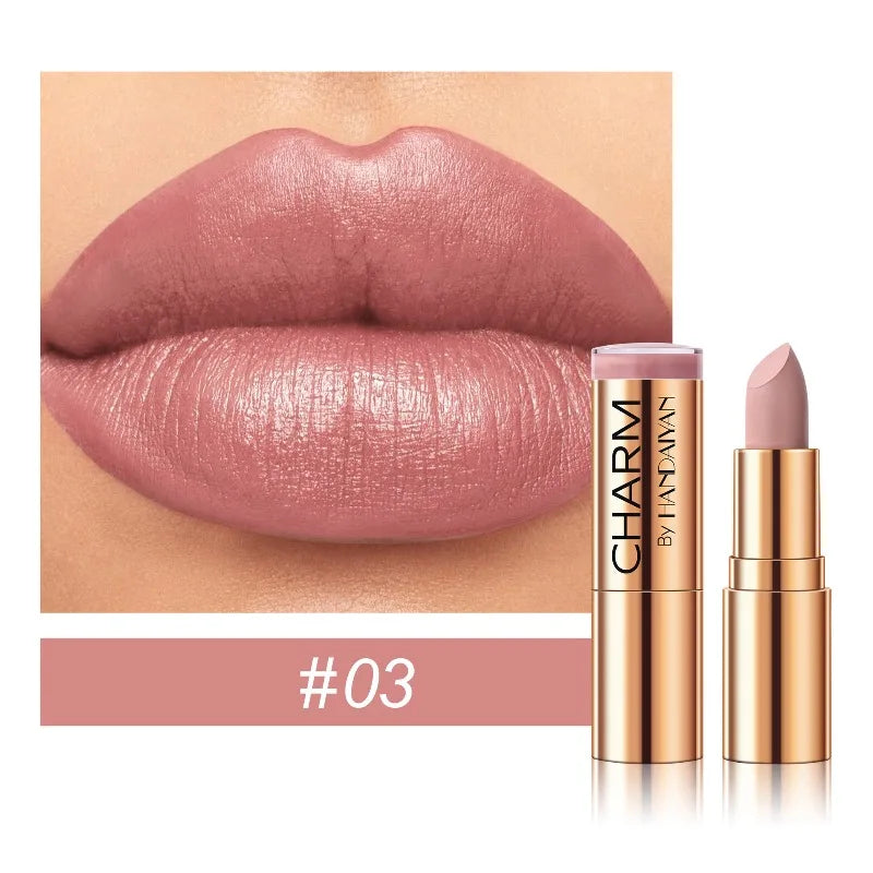 Long Lasting Hydrating Lipstick - All Day Moisturizing Waterproof Lip Color, Rich Pigment for Daily Natural Makeup Cosmetics Qme 03