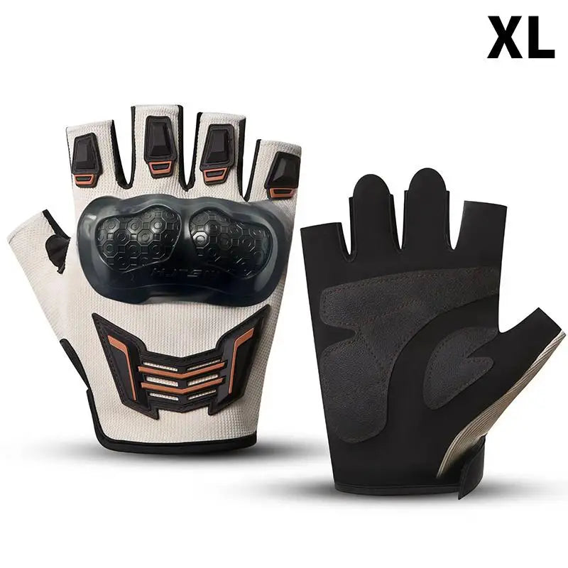 Outdoor Sports Protective Half Finger Gloves Men Women Universal Open Qme brown XL