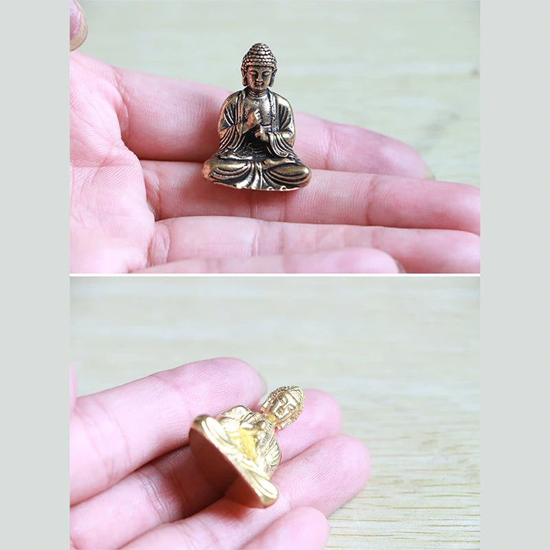 Pure Brass Miniature Shakyamuni Buddha Decoration Home Decor Miniature Figurine Qme
