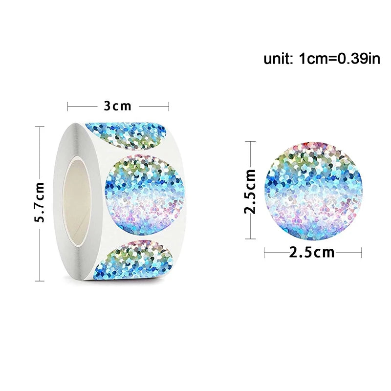 300Pcs 2.5CM Round Laser Off Stickers Surprise Labels Secret Code Cover Sticker Activity Card Self-Adhesive Sticker. Qme 1roll