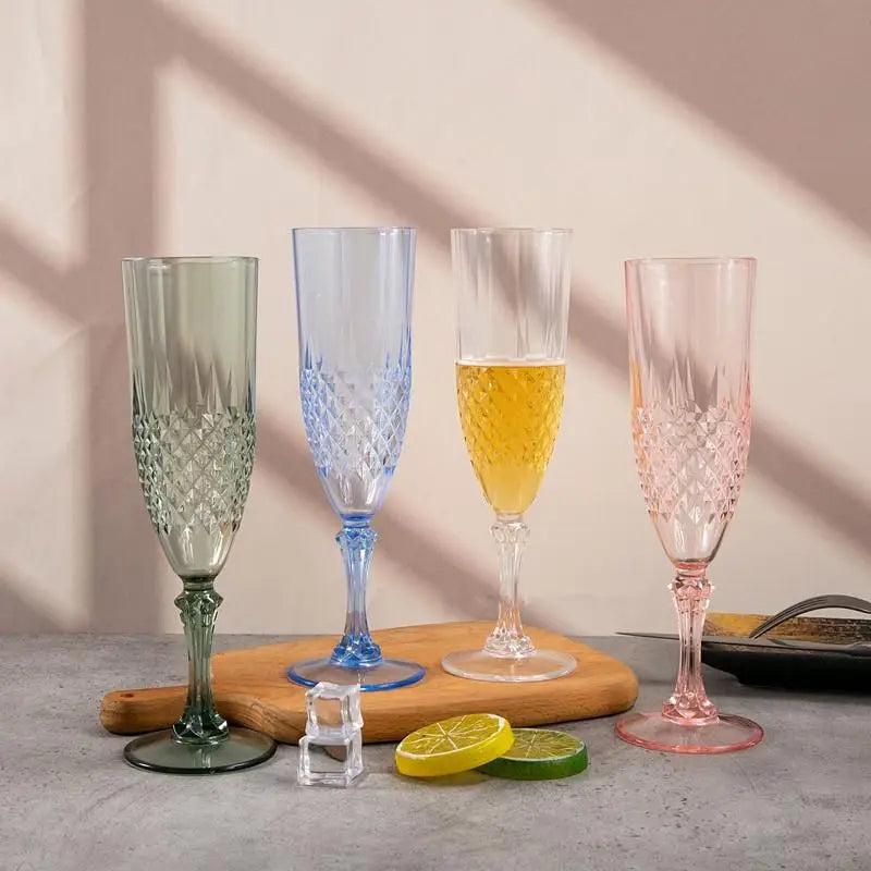 Transparent Champagne Goblet Legged Wine Glasses Cocktail Red Brandy Qme