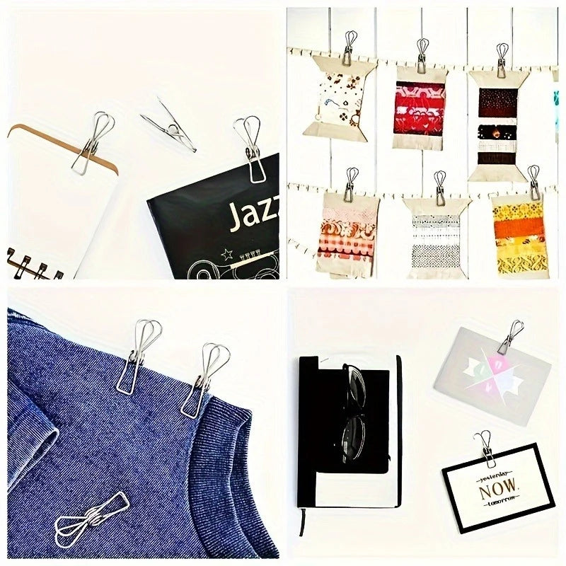 20pcs Stainless Steel Clothes Pins, Durable Clothes Pegs, Multi-Purpose Metal Wire Utility Clips For Laundry Home Kitchen Qme
