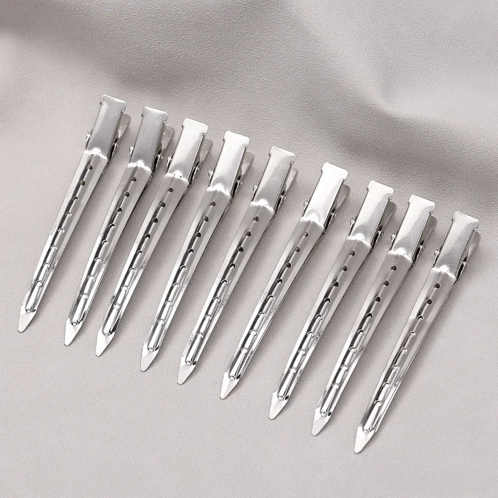 Woman Hair Care Clips Metal Steel Hairdressing Sectioning Clip Clamps Barber Hair Cut Use Styling Tools Hair Root Fluffy Hairpin Qme Silver 2PCS