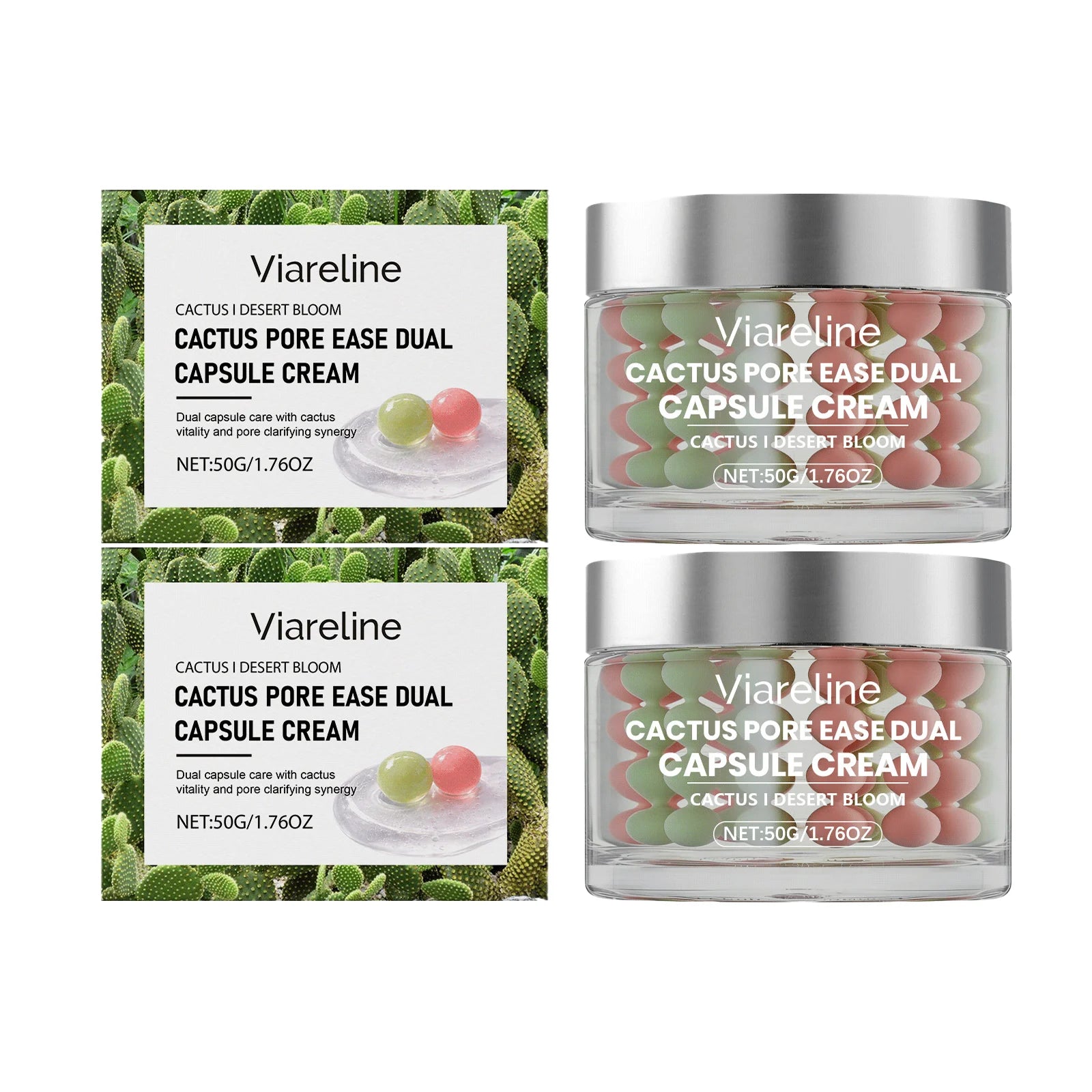 Cactus Capsule Cream Reduce Wrinkle Pore Bounce Lifting Firming Skin Antioxidant Protection Night Face Moisturizing Essence 50g Qme 2 X 50g boxed