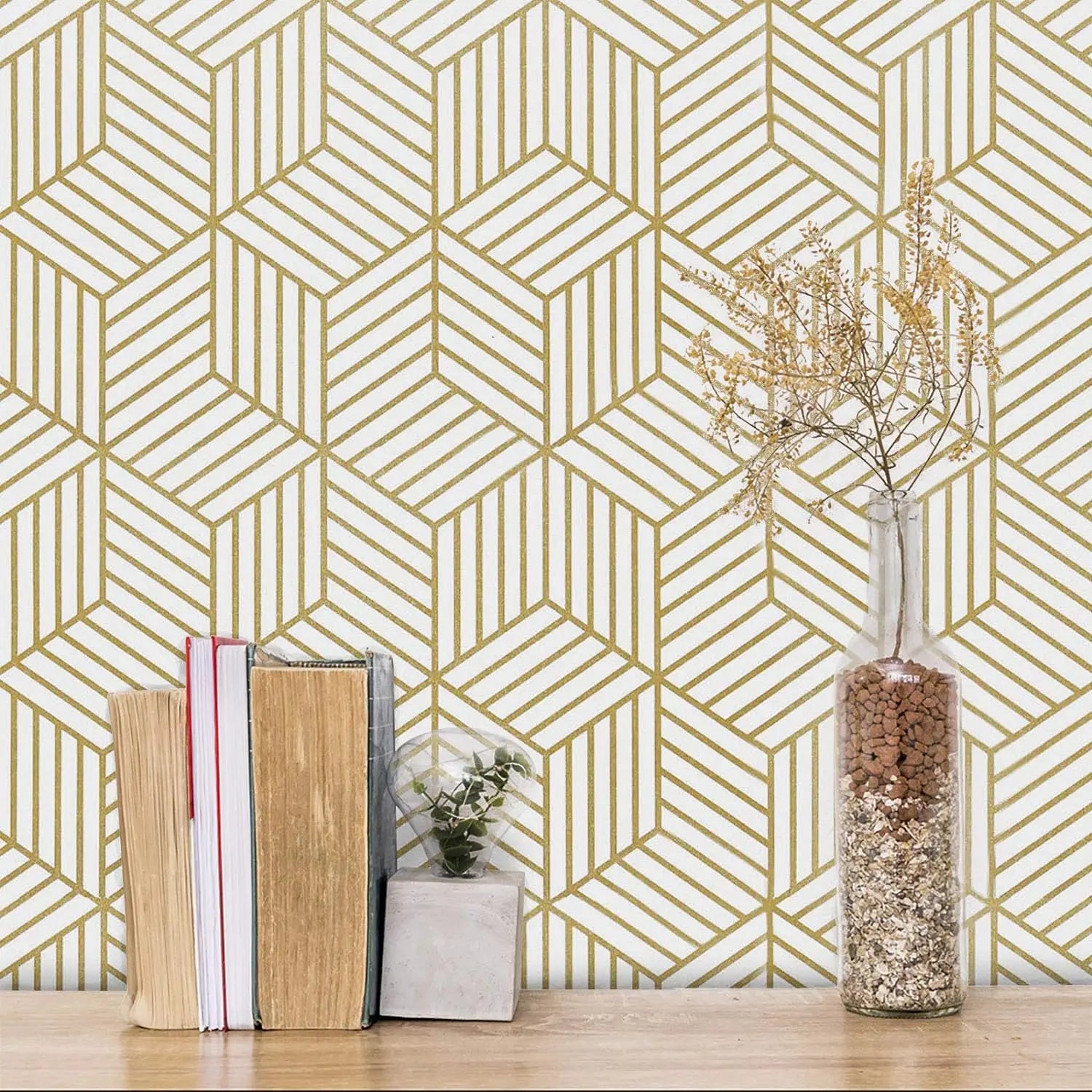 Geometric Hexagon Wallpaper Peel Stick Wallpapers Removable Self Qme