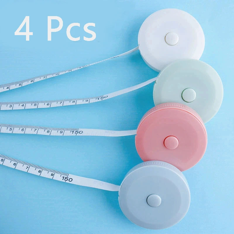 150 CM Portable Cute Mini Soft Tape, Automatic Shrinking Tape Measure, Material Tape Measure, Plastic Tape Measure Qme 4 pcs mix