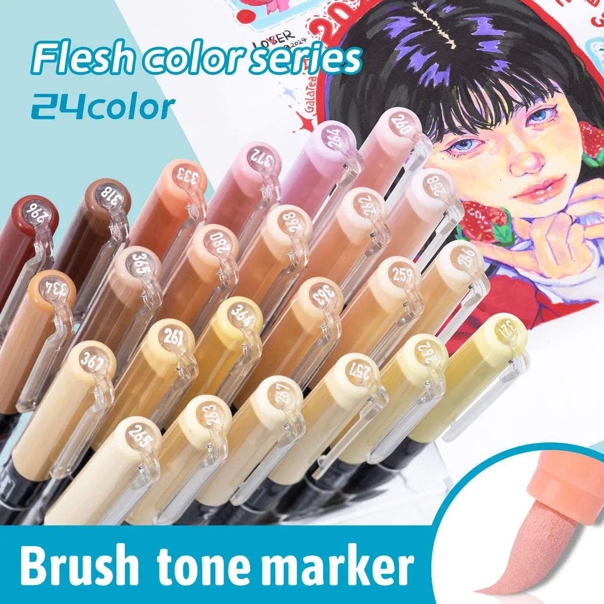GN Acrylic Paint Pens Skin Tones Assorted Color Series Markers Set, Brush Tip, for Rock Painting, Glass, Non Toxic,Quick Drying Qme