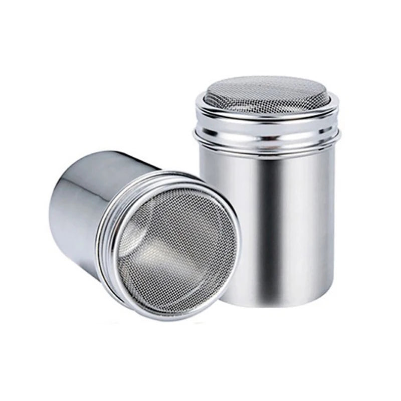 Stainless Steel Cocoa Flour Coffee Sifter Flour Sugar Icing Mesh Sifter Powder Spreading Tank for Fancy Coffee Barbecue Tools. Qme