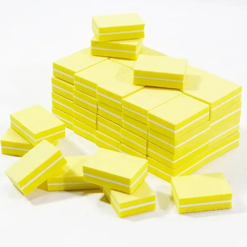 10-100PCS Mini Buffing Sanding Files Block Pedicure Care Nail Art Buffer Polish Manicure Pedicure Nail File Tools Nail Charm New Qme 50PCS Yellow