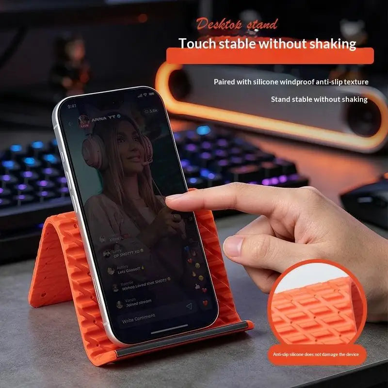 Non-slip Silicone Phone Stand Foldable Flexible Transformable Qme