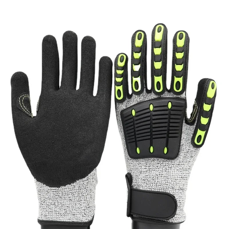 Mechanical cutting gloves, anti vibration, anti smashing, anti-collision gloves, outdoor bicycle rescue safety gloves Qme YELLOW L