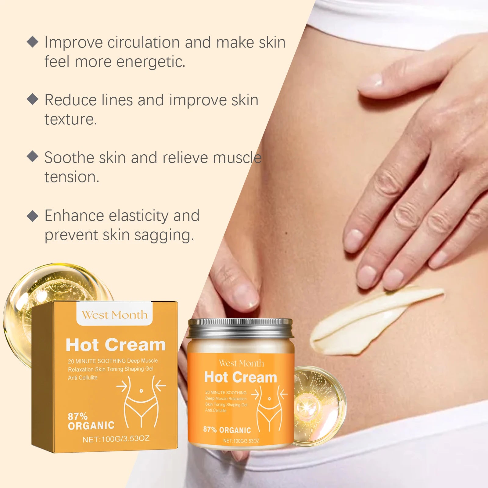 Hot Cream Massage Slimming Cream 87% Organic Anti Cellulite Slimming Lotion Thermal Fat Burning Massage Weight Loss Cream Qme