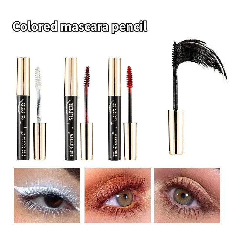 Color Mascara 14 Thick Curl Waterproof Non-smudding Natural Long Lasting Blue White Green Pink Black Eye Makeup Qme