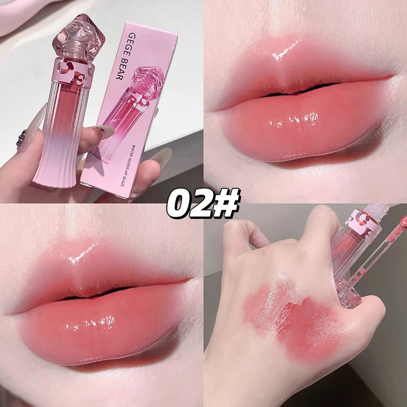 Gege Bear Water Light Lip Llaze Mirror Lipstick Gloss Hydrating Qme GX1387-02