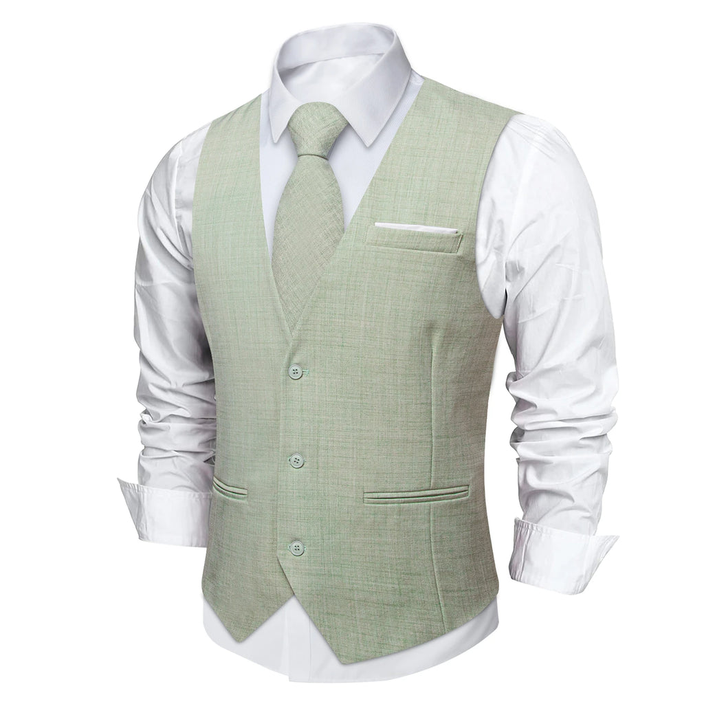Men's Solid Formal Suit Vest – V-Neck Adjustable Back Belt Button Closure, for Weddings, Business and Casual Occasions Qme