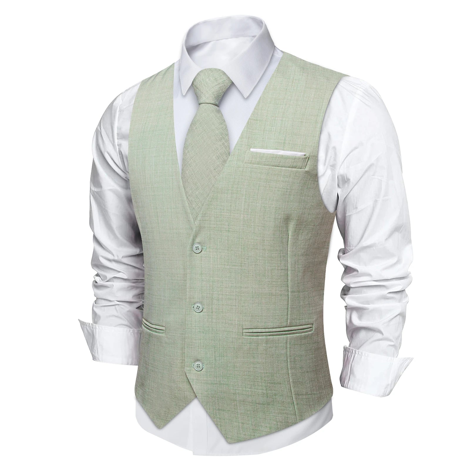 Men's Solid Formal Suit Vest – V-Neck Adjustable Back Belt Button Closure, for Weddings, Business and Casual Occasions Qme
