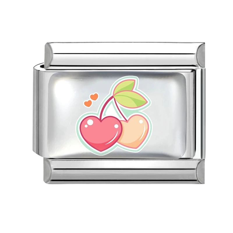 2026 Pink Love Heart Eyes Onearrow Through Italian Charms Link Sliver