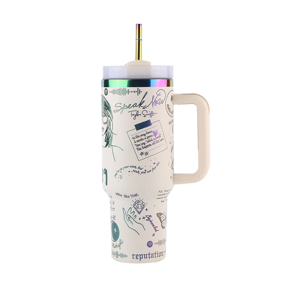 40oz Stainless Steel Insulated Water Bottle with Straw Vacuum Insulated Car Mug Thermal Iced Travel Cup for Camping Hiking Qme champagne