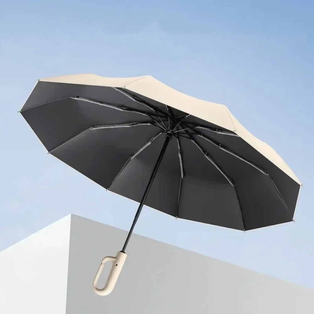 Ring Buckle Design Extra Large Reinforced Wind Rain-resistant Sunshade UV Umbrellas Automatic Folding UV Umbrella for Men Women Qme
