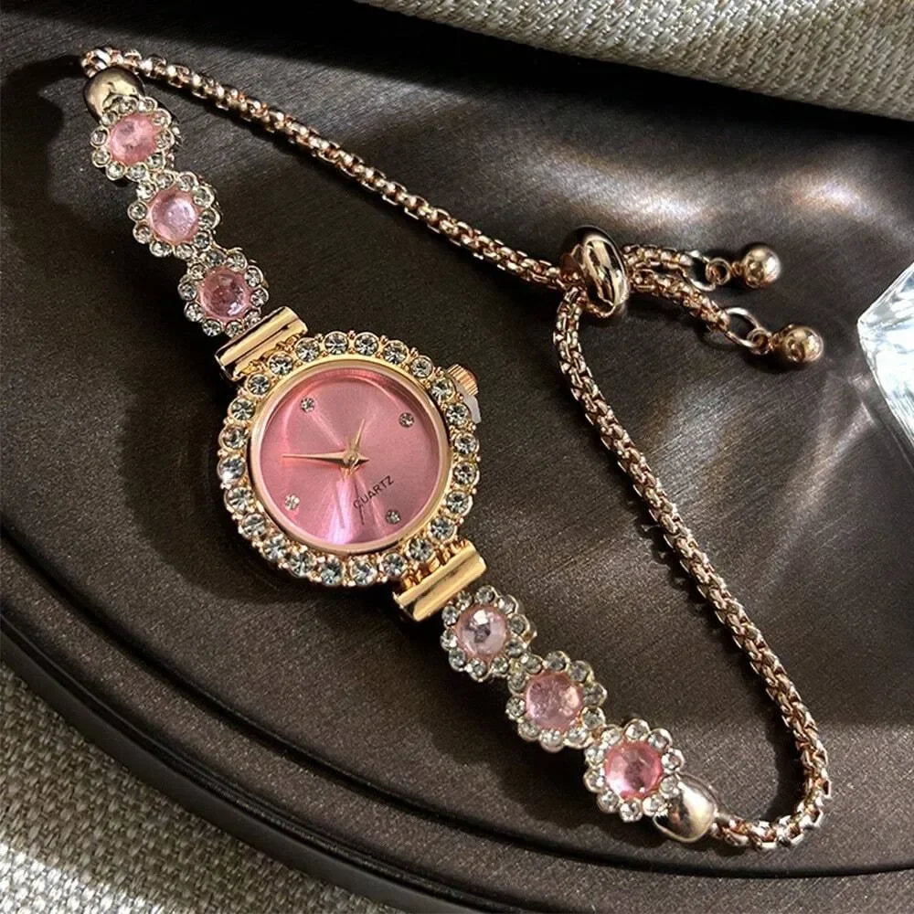 Fashion Rhinestone Women Watches Diamond Flowers Bracelet Ladies Quartz Wristwatch Qme