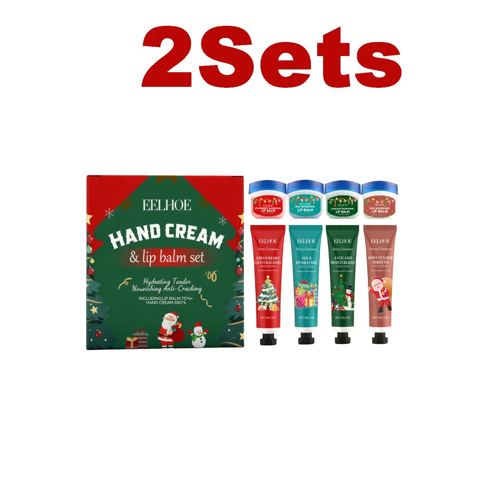 Christmas Hand Cream Lip Balm Set Gift Box Nourishing Moisturizing Anti-dry Cracked Softening Skin Festive Holiday Present Qme 2 Sets