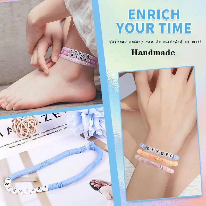 3860PCS Flat Clay Beads Bracelet Making Kit Acrylic Letter Beads Kit for Friendship Bracelets Jewelry Making DIY Crafts Gifts Qme