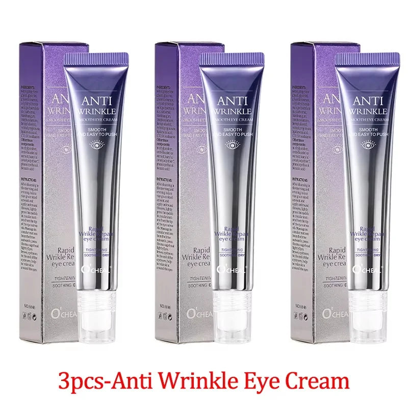 Anti Wrinkle Anti Dark Circle Eye Cream Roller Massager Moisturizing Eye Bags Anti Aging Hyaluronic Acid Eye Skin Care Products Qme 3pc