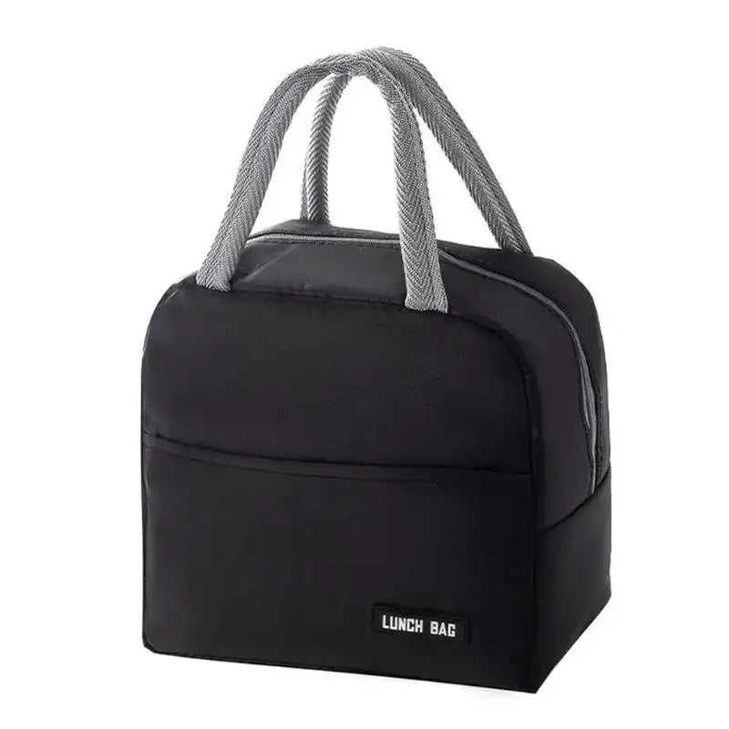 Portable Lunch Box Bag Solid Thickened Thermal Insulation Suitable Qme Black