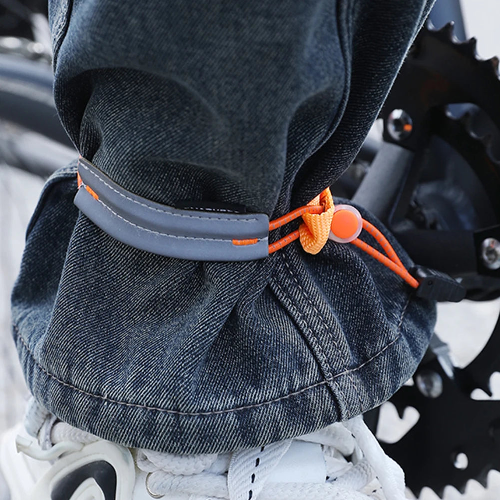 Reflective Bike Pants Strap High Visibility Cycling Pants Cuff Band Bicycle Trouser Bands for Night Walking Cycling Running Qme