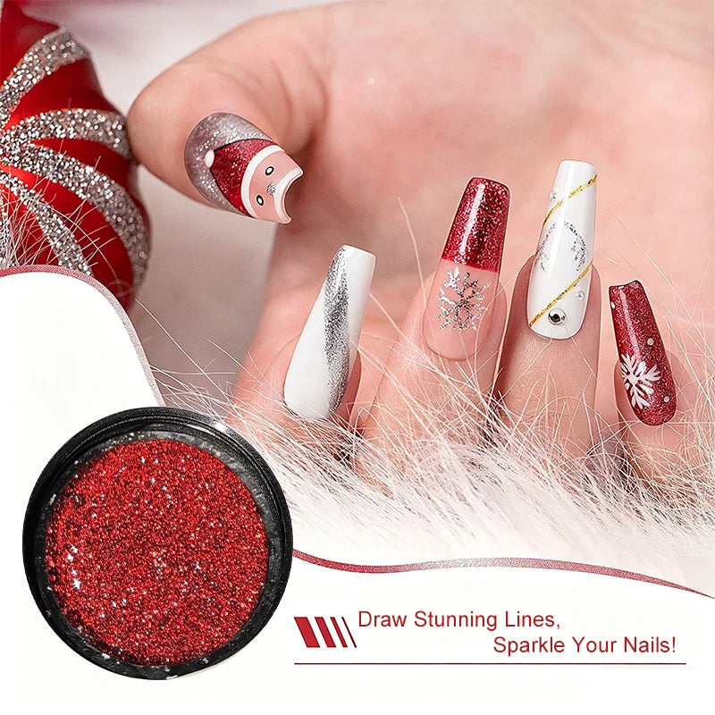 6 Colors Metallic Glitter Liner Gel Nail Polish Reflective Painting Qme