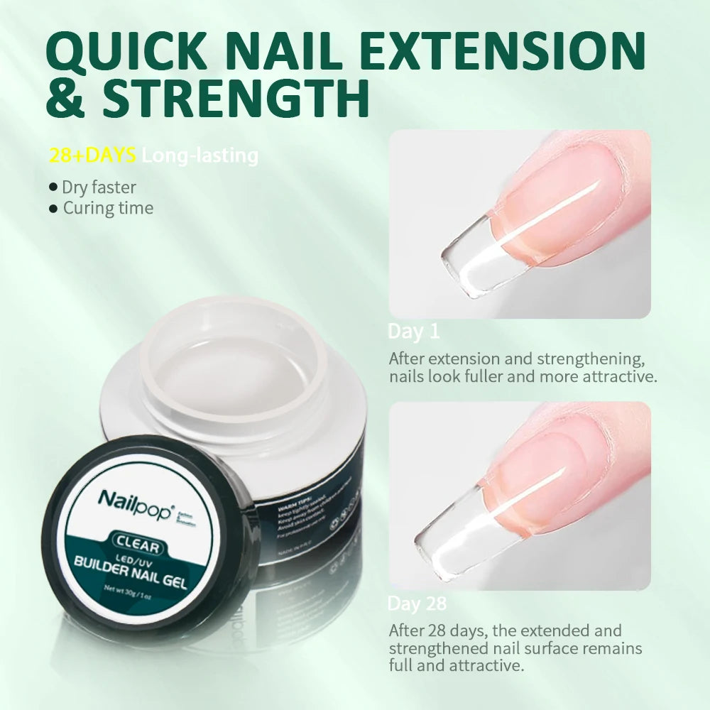 Nailpop Gel Builder Pink Nude Clear 3 Colors Professional Nail Art Qme