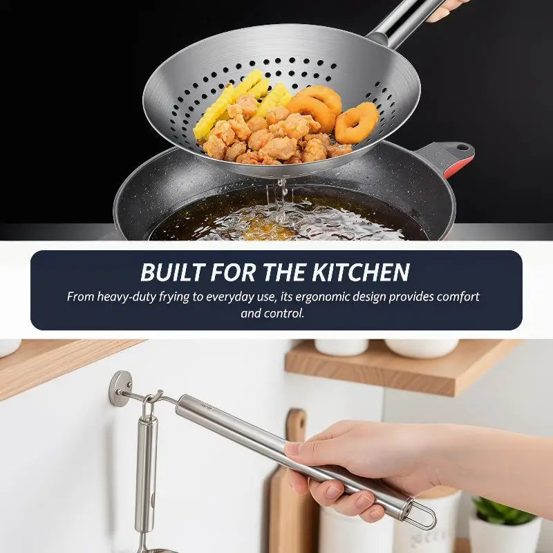 Thickened Stainless Steel Colander Handle Multi-functional Easy Clean Qme