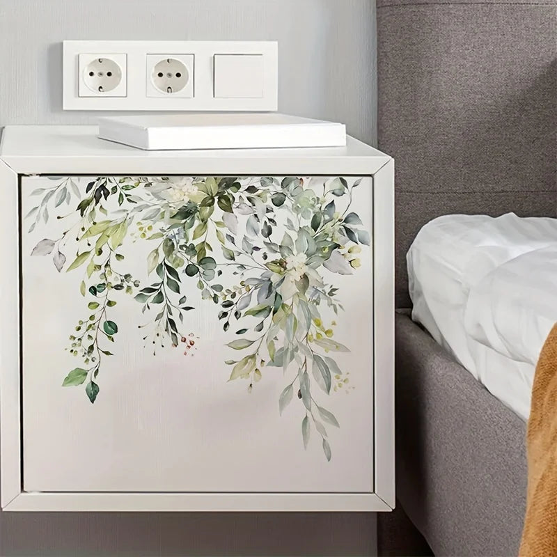 1 Fresh Plant Flower Leaf Wall Sticker Toilet Bathroom Decoration Qme