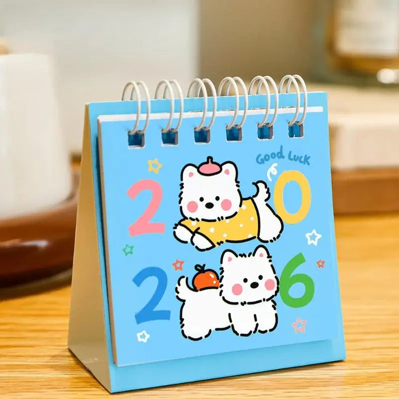 2026 Cute Cartoon Dog Calendar Portable Pocket Year Simple Ins Small Qme A3