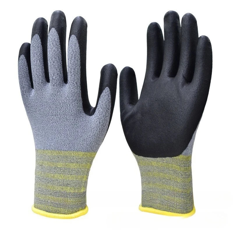 3Pairs 15-Pin Polyester Nitrile Coated Gloves CE EN388 Oil Resistant Touchscreen for Food Delivery Courier Qme XL