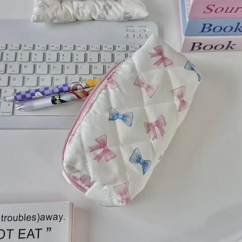 Cute Butterfly Knot Cherry Blossoms Pencil Case Large Capacity Qme A2