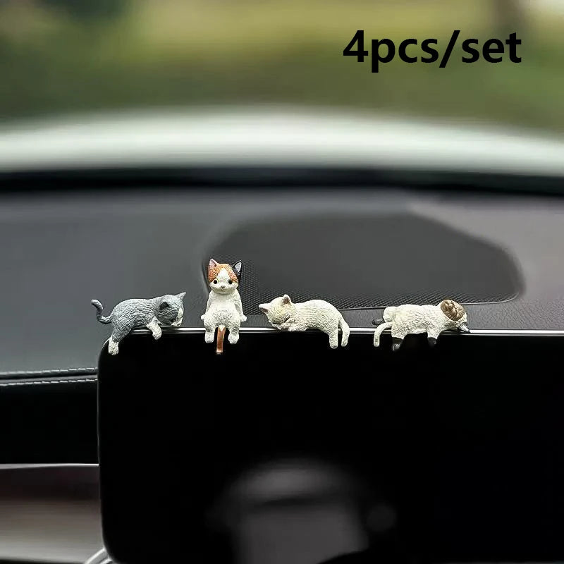 1 Car Decoration Sleeping Cat Doll Kitty Creative Auto Ornaments Toys Qme 4PCSSET