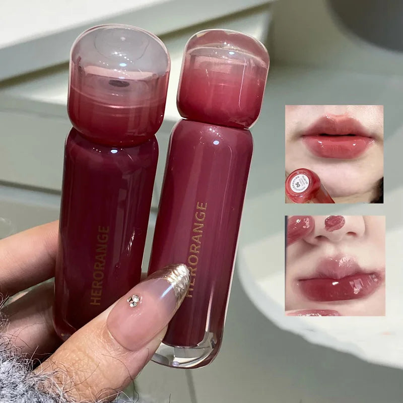 Rose Cherry Tinted Lip Gloss Mirror Watery Hydrating Lip Glaze Plumper Long Lasting Moisturizing Shine Crystal Lip Oil Makeup Qme