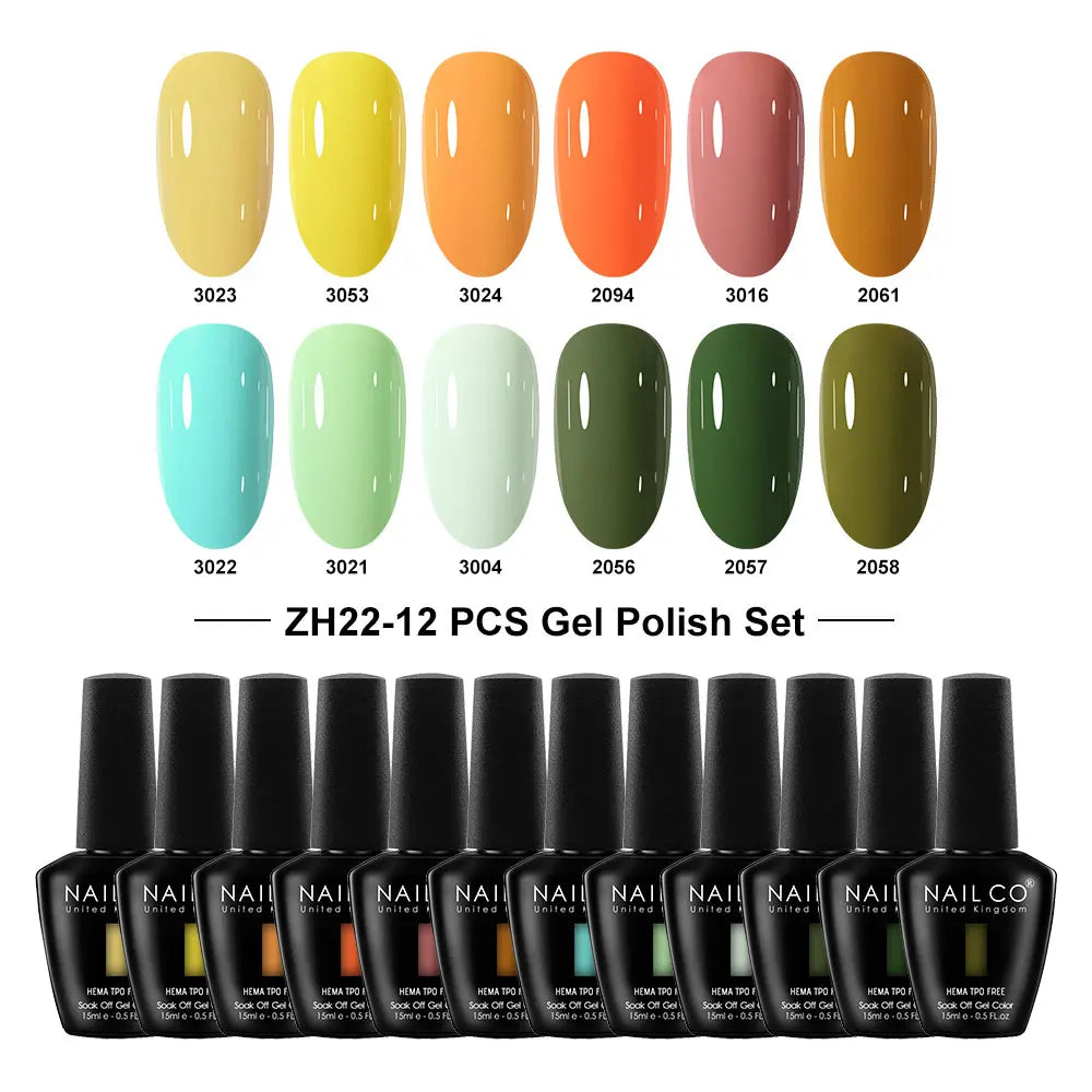 NAILCO Summer Macaroon Gel Nail Polish Semi Permanent UV Soak Off Art Qme NC-12H-ZH22