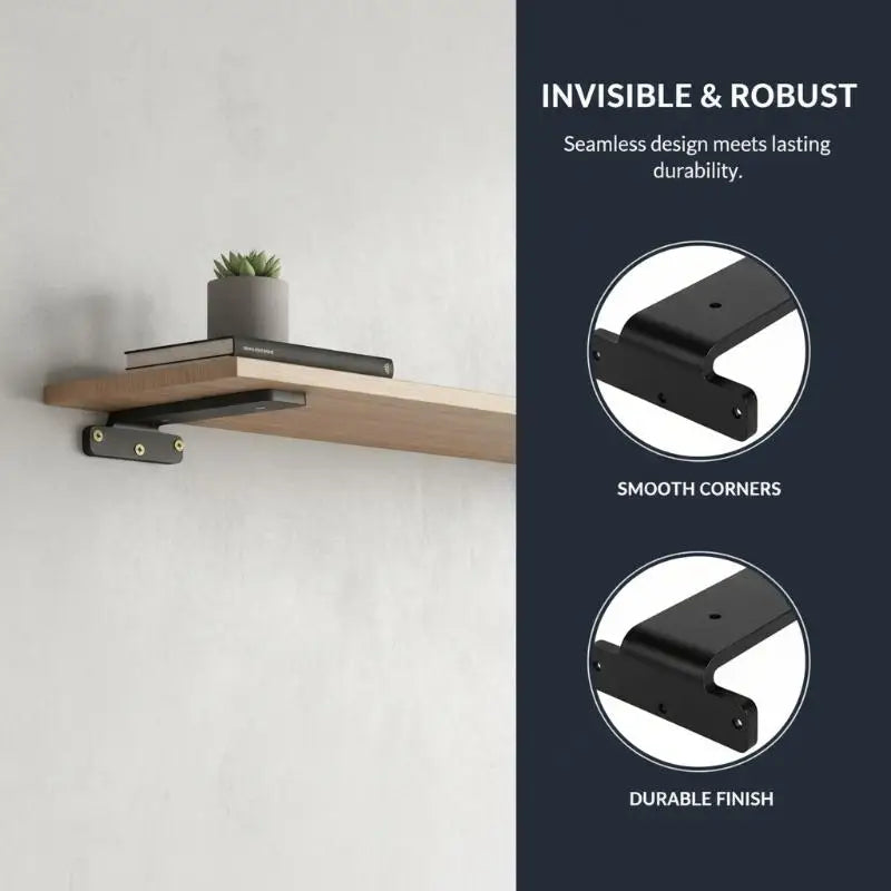 Metal Wall Shelf Support 3mm Thick Black Cast Iron Brackets Heavy Duty Floating Shelf Hanger for Kitchen Bookshelf Storage Qme