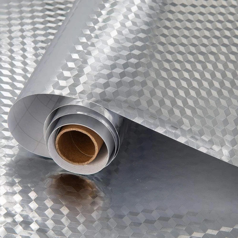 Metal Texture Decorative Wallpaper Self Adhesive Waterproof Oil Proof High Temperature Resistance Background Wall Stickers Qme