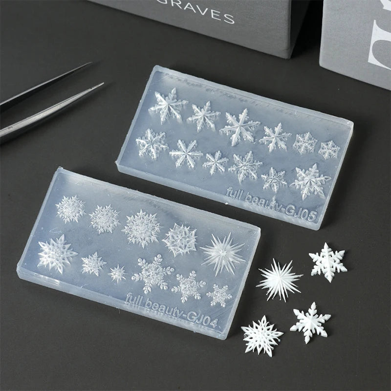 Winter Snowflake Nail Art Silicone Mold 3D Embossed Carving Soft Qme