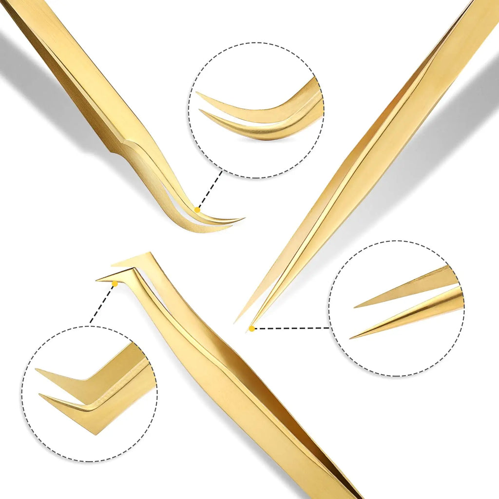 Precision Lash Tweezers Includes 3 Stainless Steel Eyelash Classic Qme