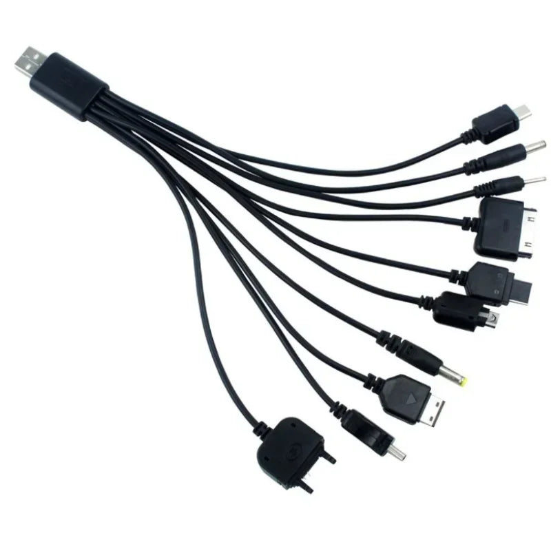 5pcs USB Multi-head Ten In One Charging Cable Mobile Phone 10 In 1 Multi-head Charging Cable 0.23 Meters Qme