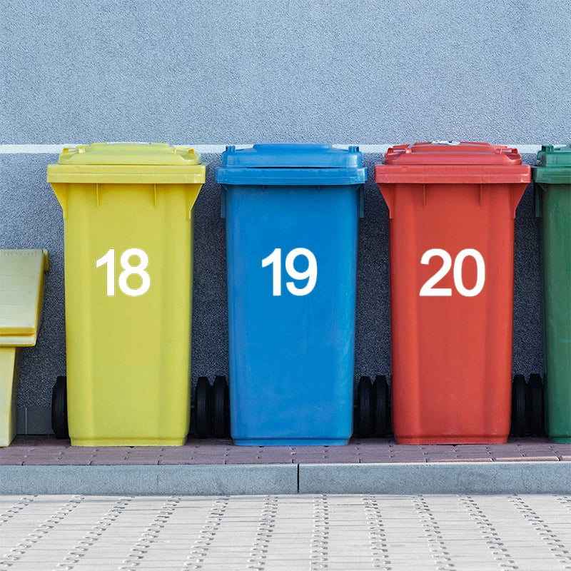 Self-adhesive Trash Can Labels Wheelie Bin Number Sticker Durable Qme