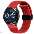 A Adjustable Nylon Braided Watch Strap with Folding Buckle Magnetic Wristband for Samsung Watch 5 6 7 Huawei GT5 GT6 Qme red 20mm