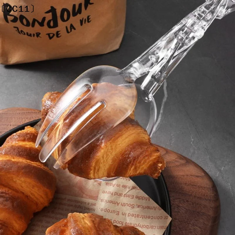 Transparent Plastic Salad Scissors Tongs- Reusable Food-safe Kitchen Qme